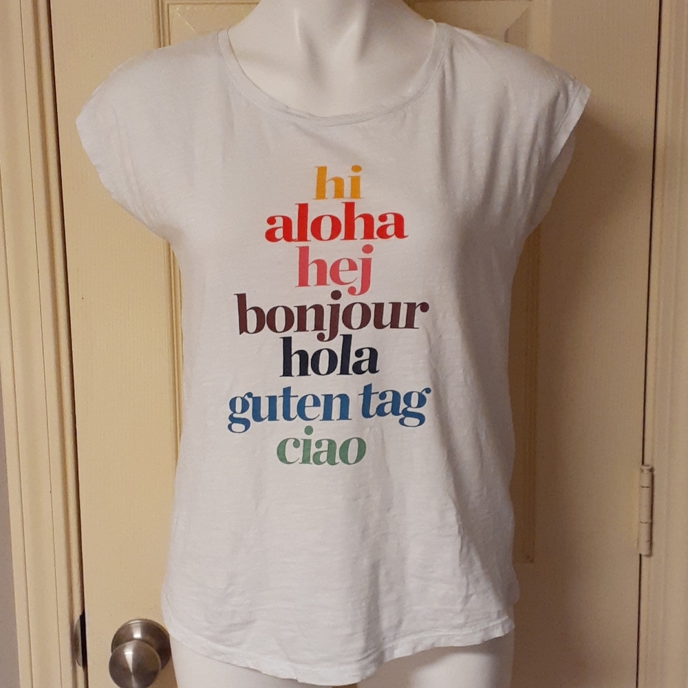 Boden White Multicolor Greetings Graphic Tee - Women